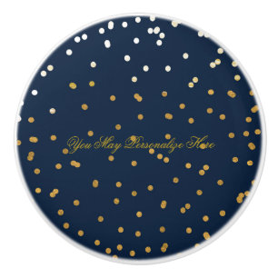 Bouton De Porte En Céramique Points de confettis en faux feuille métallisée ble