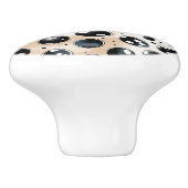Bouton De Porte En Céramique Points et points noirs sur Tan (Côté)