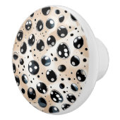Bouton De Porte En Céramique Points et points noirs sur Tan (Droite)