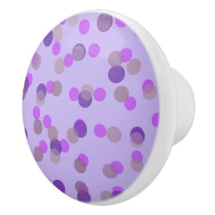 Bouton De Porte En Céramique points roses, beige et violets