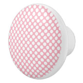 Bouton De Porte En Céramique Pois blancs en rose (Droite)