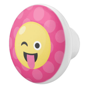 Bouton De Porte En Céramique Pois idiot d'Emoji