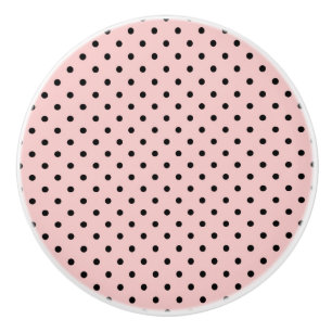 Bouton De Porte En Céramique Pois rose noir