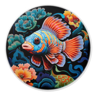 Bouton De Porte En Céramique Poisson coloré exotique