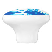 Bouton De Porte En Céramique Poisson moderne du milieu du siècle, bleu cobalt (Côté)