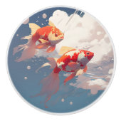 Bouton De Porte En Céramique Poisson nuageux (Devant)