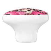 Bouton De Porte En Céramique Poissons de Gerbera rose et noir (Côté)