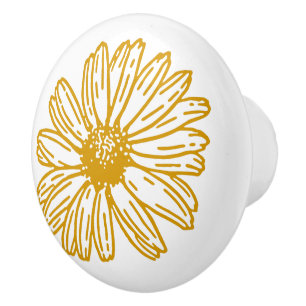 Bouton De Porte En Céramique Poissons Jaunes Dorés Imprimer, Motif Floral Maisy