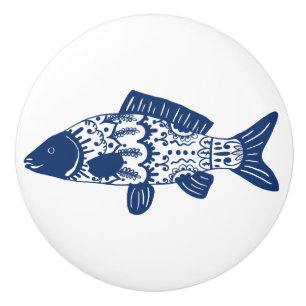 Bouton De Porte En Céramique Poissons modelés floraux côtiers à la mode de b