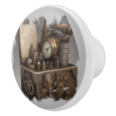 Bouton De Porte En Céramique Poitrine au trésor avec engrenages (Droite)