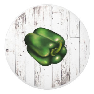 Bouton De Porte En Céramique Poivron Blanc Bois Rustique Cuisine Ferme