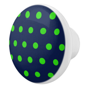 Bouton De Porte En Céramique Polka Dot Ceramic Knob (Navy Blue & Lime Green)