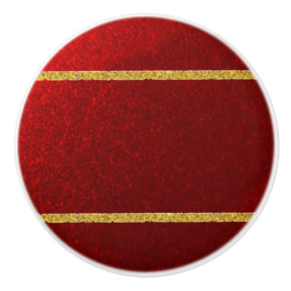 Bouton De Porte En Céramique Pommes de sucre Rouge Or