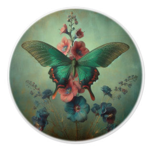 Bouton De Porte En Céramique Pompe en céramique florale papillon