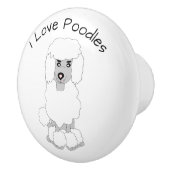 Bouton De Porte En Céramique Poodle Dog Design (Droite)