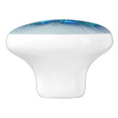 Bouton De Porte En Céramique Position, Abstrait bleu turquoise fractal (Côté)