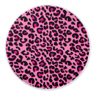 Bouton De Porte En Céramique Poster de animal léopard rose et noir