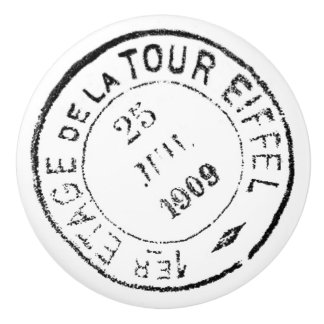 Bouton De Porte En Céramique Postmark Tour Eiffel 1909