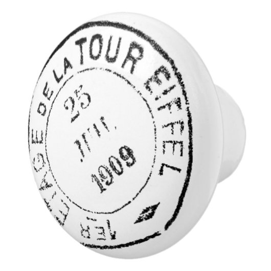 Bouton De Porte En Céramique Postmark Tour Eiffel 1909 (Droite)