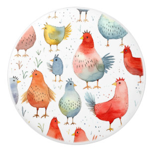 Bouton De Porte En Céramique Poulets d'élevage