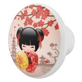 Bouton De Porte En Céramique Poupée rouge Sakura Kokeshi - Geisha japonais (Droite)