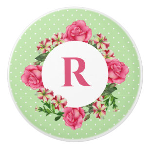 Bouton De Porte En Céramique Premier rose rose rouge blanc Pois Petunia