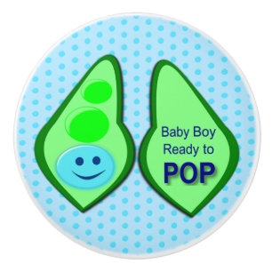 Bouton De Porte En Céramique Prêt pour la pop Baby Boy Pea Blue