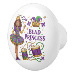 Bouton De Porte En Céramique Princesse de Perles - Mardi Gras