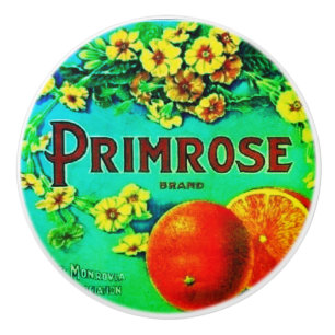 Bouton De Porte En Céramique Publicité vintage de fruits orange étiquette vert 