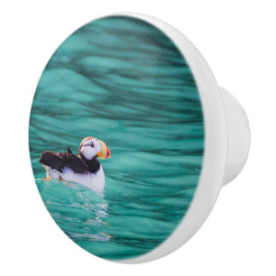 Bouton De Porte En Céramique Puffin Dans La Baie De Résurrection, Alaska