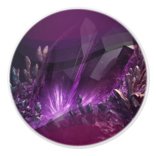 Bouton De Porte En Céramique Purple Healing Amethyst Ceramic Knob
