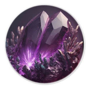 Bouton De Porte En Céramique Purple Healing Améthyst Crystals Ceramic Knox
