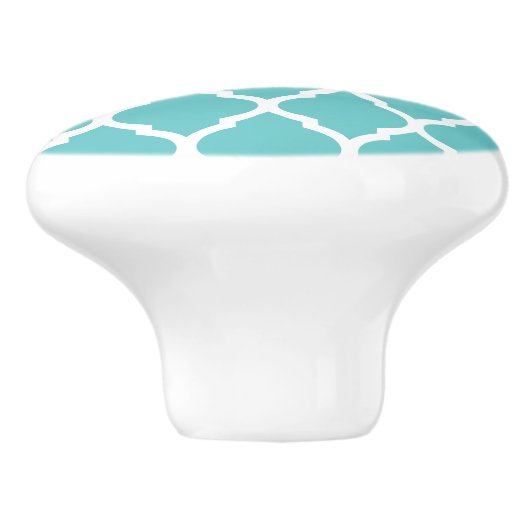 Bouton De Porte En Céramique Quatrefoil marocain Turquoise (Côté)