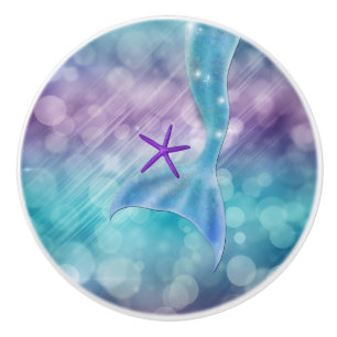 Bouton De Porte En Céramique Queue de sirène enchantée sous la mer