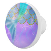 Bouton De Porte En Céramique Queue de sirène iridescente perle scintillement (Droite)