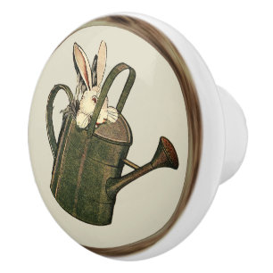 BOUTON DE PORTE EN CÉRAMIQUE RABBIT DANS L'EAU PEUT BRONZER BORDURE