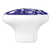 Bouton De Porte En Céramique Raccoon bleu foncé Bois Animaux Floraux Cobalt (Côté)