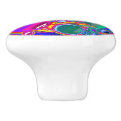 Bouton De Porte En Céramique Rainbow Bubbles Fluid Art (Côté)