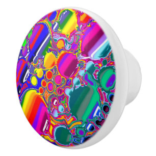 Bouton De Porte En Céramique Rainbow Bubbles Fluid Art