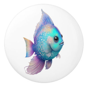 Bouton De Porte En Céramique Rainbow Crystal Fish