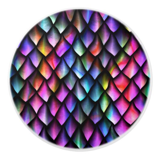 Bouton De Porte En Céramique Rainbow Dragon Scales Knob (Devant)