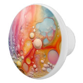 Bouton De Porte En Céramique Rainbow Liquid Pour Cells Art Abstract Design (Droite)
