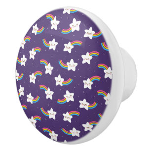 Bouton De Porte En Céramique Rainbow Stars Knob