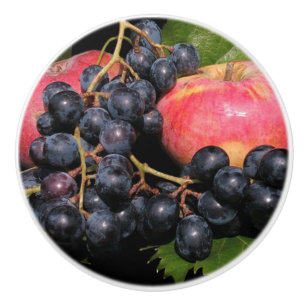 Bouton De Porte En Céramique Raisins et pommes