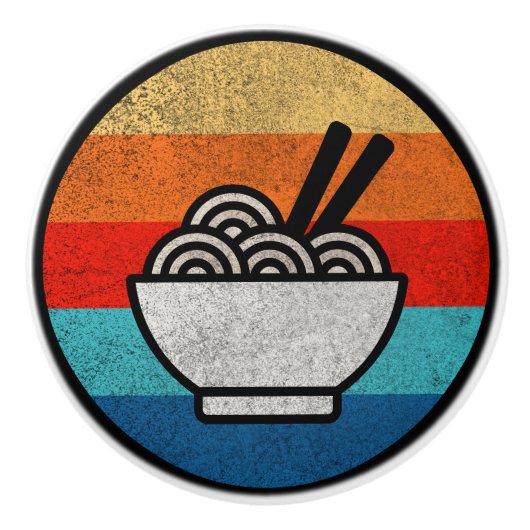 Bouton De Porte En Céramique Ramen de style rétro (Devant)