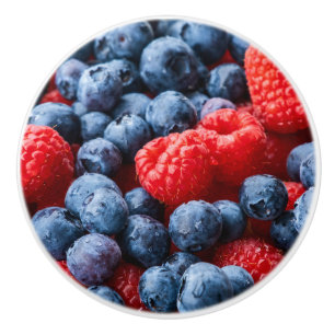Bouton De Porte En Céramique Raspberries et Blueberries