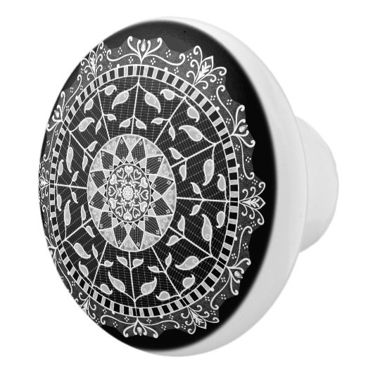 Bouton De Porte En Céramique Raven Mandala (Droite)