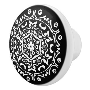 Bouton De Porte En Céramique Raven Mandala