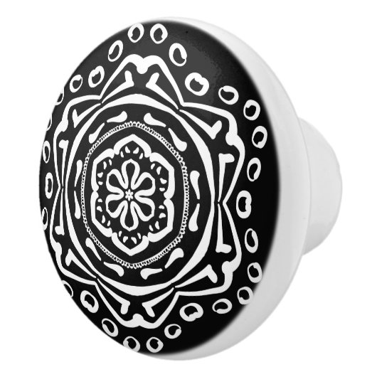 Bouton De Porte En Céramique Raven Mandala (Droite)