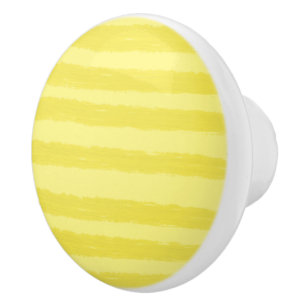 Bouton De Porte En Céramique Rayures aquarelles jaune soleil